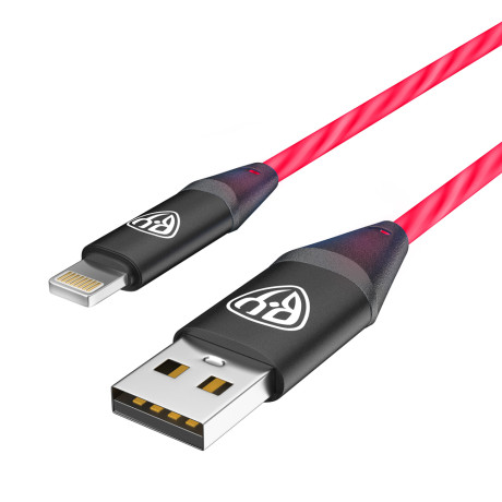 BY Кабель для зарядки Светящийся iP, 1м, 2.4А, Быстрая зарядка, подсв. оранжевая, Герои, ЕРМАК