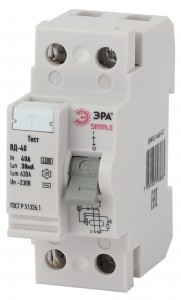ЭРА SIMPLE выкл. дифферинциальный (УЗО) ВД-40 2P 40А 30мА, тип AC, 6кА, электрон.