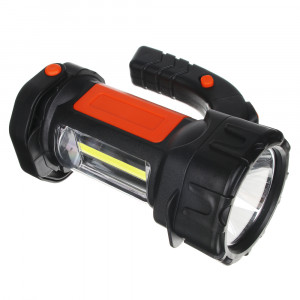 ЕРМАК Фонарь прожектор, 1 LED + 1 COB, 3Вт + 3Вт, аккумулятор 2400мАч, USB, 17х13см, пластик