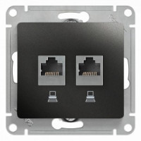 Systeme Electric GLOSSA мех. роз. комп. СУ 2 мест. антрацит (пл.осн., RJ45) GSL000785KK(10!)