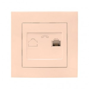 EKF Валенсия роз. СУ телефонная ТЛФ RG-11 1 мест. кремовая Al/Cu (корпус PC) EWT01-034-20