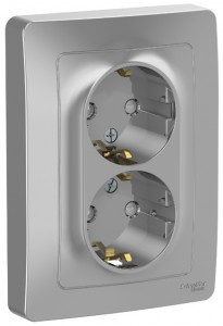 Systeme Electric BLANCA роз. СУ 2 мест. 16А алюм. (земля, штор.) BLNRS001123 (6!)