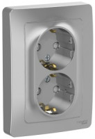 Systeme Electric BLANCA роз. СУ 2 мест. 16А алюм. (земля, штор.) BLNRS001123 (6!)