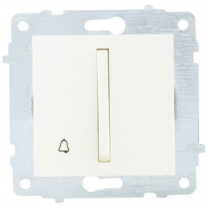 OVIVO мех. выкл. СУ 1 кл. 10А (узкая клавиша, кнопка звонка) крем (ко всем рамкам) 610-000202-207