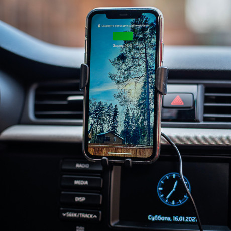 NG Держатель телефона на дефлектор с беспроводной зарядкой, 10W, 2А, пластик