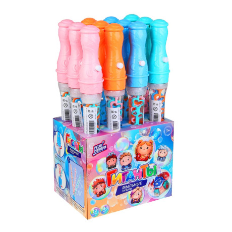 BY Мыльные пузыри гигантские с кнопкой, Русские Супергерои, ABS,160мл, мыл.р-р, 5х38х5см, 4 цвета