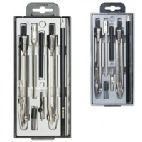 Готовальня 8предм. (циркуль-2шт, ручка, грифель, рейсфедерн. встав) пласт. пенал, НЧ8-70-60 210420