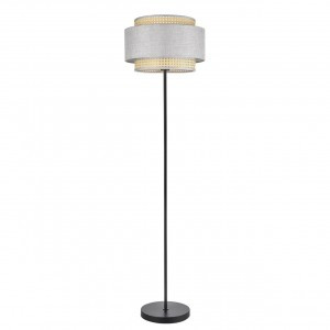 LUMION 8043/1F MODERNI LN25 черн./серый/беж., мет./текстиль/ротанг Торшер Е27 60W 220V LAUNA