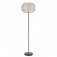 LUMION 8043/1F MODERNI LN25 черн./серый/беж., мет./текстиль/ротанг Торшер Е27 60W 220V LAUNA