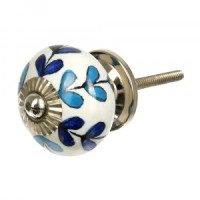 Ручка керамическая для мебели Люпин ручн росп бел/голуб (в кор 6 шт, цена за шт) BLUMEN HAUS