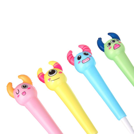 Ручка-мялка шариковая синяя, в форме монстрика, 4 дизайна