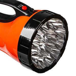 ЕРМАК Фонарь прожектор 18 ярк. LED, 3xАА / вилка 220В, пластик, 17x11 см