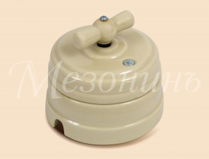 МЕЗОНИНЪ выкл. ОУ повор. на 4 полож. с рамкой (D70x60, 10А, 250В), сл. кость фарфор GE70401-02