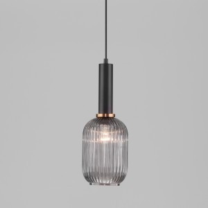 EUROSVET св-к подвесной 1x40W E27 140x140x1130 черный/дымчатый Bravo 50181/1