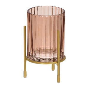 Ваза-подсвечник стеклянная Elektra на подставке 9x13,5 см, сепия QWERTY