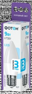ФОТОН лампа св/д свеча B35 E27 9W(875lm) 6500K 6K без пульсации 99x37 3г арт.23975