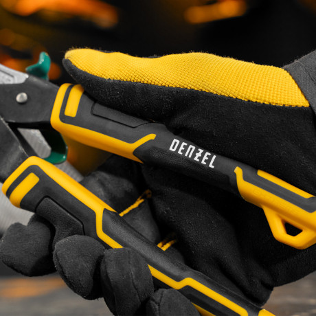 Ножницы по металлу, 270 мм, прямой и правый рез, сталь-СrMo, трехкомпонентные рукоятки Denzel