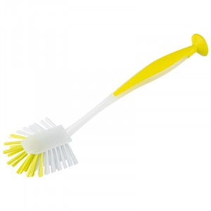 Щетка д/посуды KB-11 на присоске (29*8*6,5см), желтая, пластик 104476 Рыжий кот