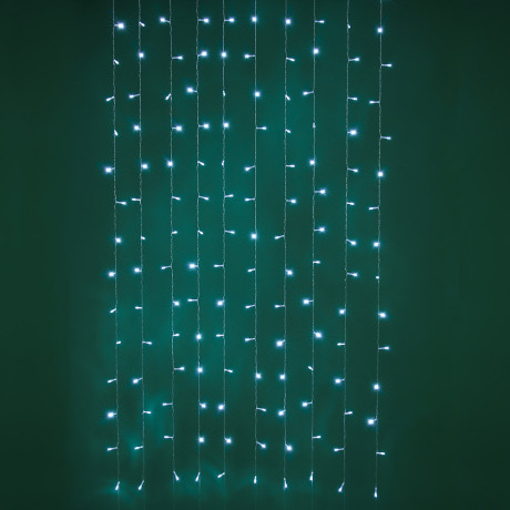 СНОУ БУМ Эл.гирлянда занавес, 1.5x1.5м, 150LED, белый, 10 нитей, пост.свеч., ПВХ прозр., 220В