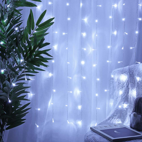 СНОУ БУМ Эл.гирлянда занавес, 1.5x1.5м, 150LED, белый, 10 нитей, пост.свеч., ПВХ прозр., 220В