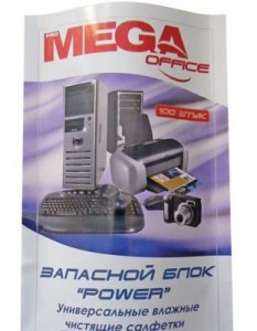 Аксессуары к компьютеру Салфетки зап.блок д/чистки поверх. MEGAoffice "Power",100шт 127653