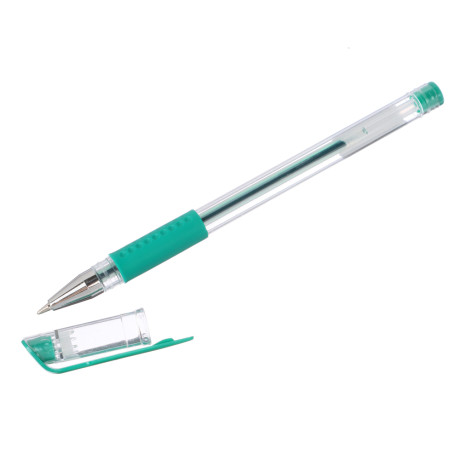 Ручка гелевая ClipStudio с резиновым держателем наконечник 0,5 мм, зеленая