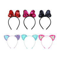 ЮНИLOOK Ободок для волос с ушками, 1-1,5см, полистирол, полиэстер, 2 дизайна, ACS-69