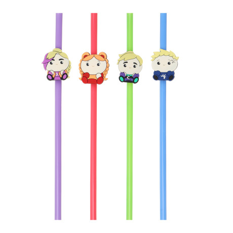 BY Набор трубочек для напитков с  декором, 4 шт, пластик, 23 см, Русские Герои