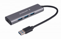 Разветвитель USB3.1 Gembird 7хUSB, с доп.питанием (порт Type-C), кабель USB 19см, алюминий, коробка