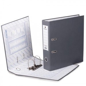 Папка-регистратор BRAUBERG с покр. из ПВХ, 70 мм, серая (удвоенный срок службы)