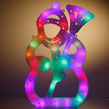 Гирлянда-панно СНЕГОВИК ЦВЕТНОЕ/D-40см, пластик/