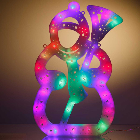 Гирлянда-панно СНЕГОВИК ЦВЕТНОЕ/D-40см, пластик/