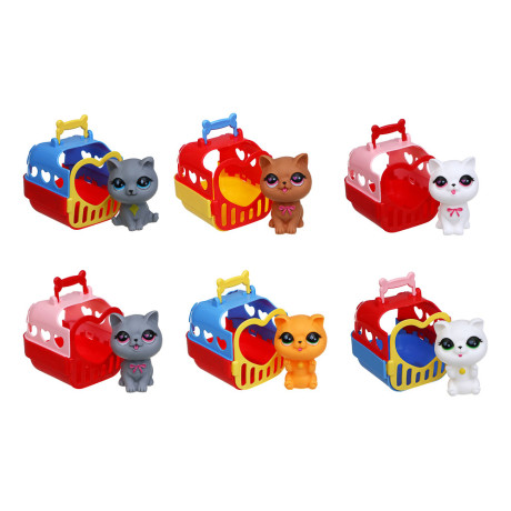 ИГРОЛЕНД Питомец в переноске, PP, ABS, 8х9х9 см 3 дизайна