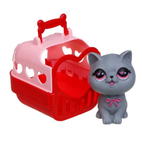 ИГРОЛЕНД Питомец в переноске, PP, ABS, 8х9х9 см 3 дизайна