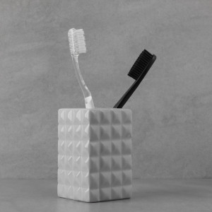 VETTA Стакан с разделителем для зубных щеток и пасты &quot;Грани будущего&quot;, керамика, серый