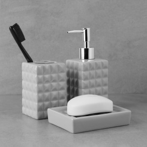 VETTA Стакан с разделителем для зубных щеток и пасты &quot;Грани будущего&quot;, керамика, серый