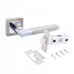 Комплект для двери АЛЛЮР АРТ ВЕНСАН SN/CP+L45-8 SN  мат.никель/хром (ручка и защелка)блистер (20)