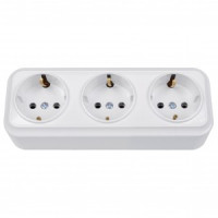 Bylectrica Вариант роз. 16А 3 мест. ОУ (земля) (корп. ABS) белый РА16-0162