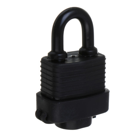 ЕРМАК Замок навесной, 30 мм, влагозащищенный, длинная дужка, 2 ключа, цвет черный