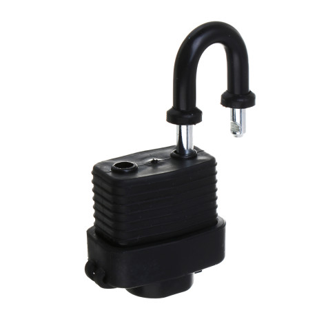 ЕРМАК Замок навесной, 30 мм, влагозащищенный, длинная дужка, 2 ключа, цвет черный