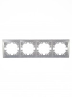 Lezard Мира рамка 4 мест. (б/вст, горизонт.) металлик серый (PC) 701-1000-149