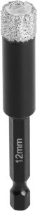 Алмазное сверло ЗУБР "ПРОФЕССИОНАЛ" унив., сухое сверление, вакуумная пайка, 6-гр.хвост., d=12мм