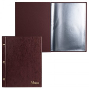 Папка "Меню" на трех винтах, с 10 файлами, 220х320 мм, коричневая, "ДПС", 2273.М-104
