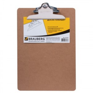 Доска-планшет BRAUBERG "Eco", с верхним прижимом бабочка, А4, 22,8х32,5 см, МДФ, 3 мм, 232228