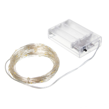 СНОУ БУМ Гирлянда эл. нить росы, 5м, 50LED, шампань, 8 режимов, провол. серебр. цвет, 3хАА