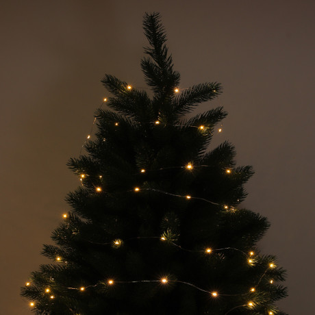 СНОУ БУМ Гирлянда эл. нить росы, 5м, 50LED, шампань, 8 режимов, провол. серебр. цвет, 3хАА