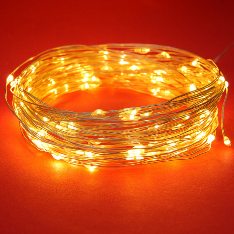 СНОУ БУМ Гирлянда эл. нить росы, 5м, 50LED, шампань, 8 режимов, провол. серебр. цвет, 3хАА