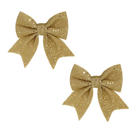 СНОУ БУМ Набор бантов 11,5х13 см, 2 шт, полиэстер, золотой