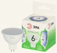 ЭРА GREEN LINE лампа св/д MR16 GU5.3 6W(600lm) 6500K 6K софит MR16-6W-865-GU5.3 51x88 67080