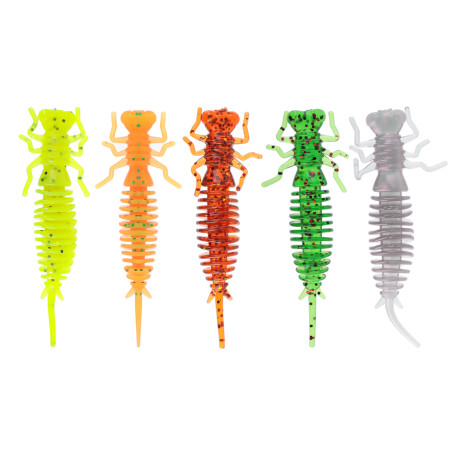 AZOR FISHING Приманка силиконовая "Личинка стрекозы", 8см, 5шт, 5 цветов